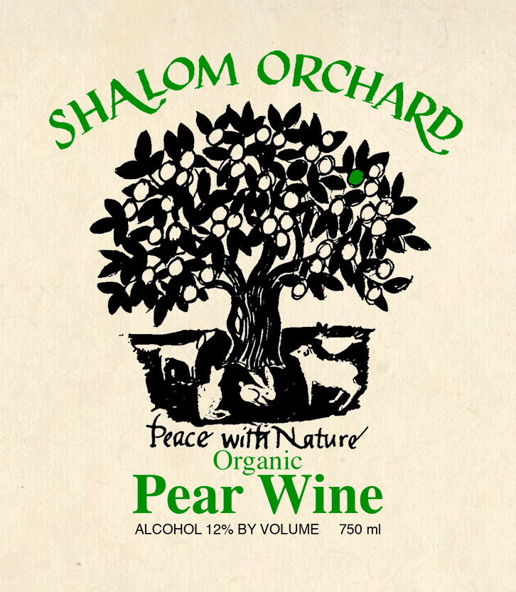 shalom orchard organic pear wine label